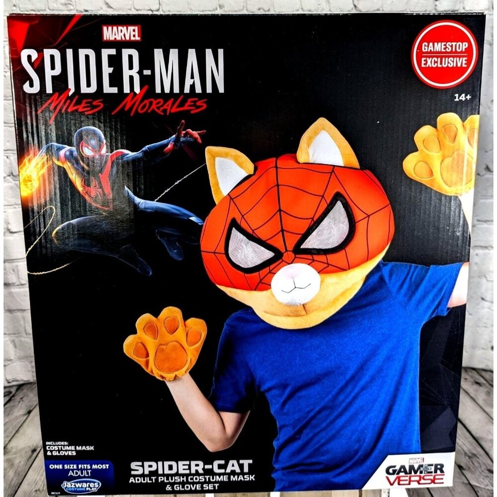 Spider-Man Miles Morales Spider-Cat Mask and Glove Adult 3D Costume Set Sealed